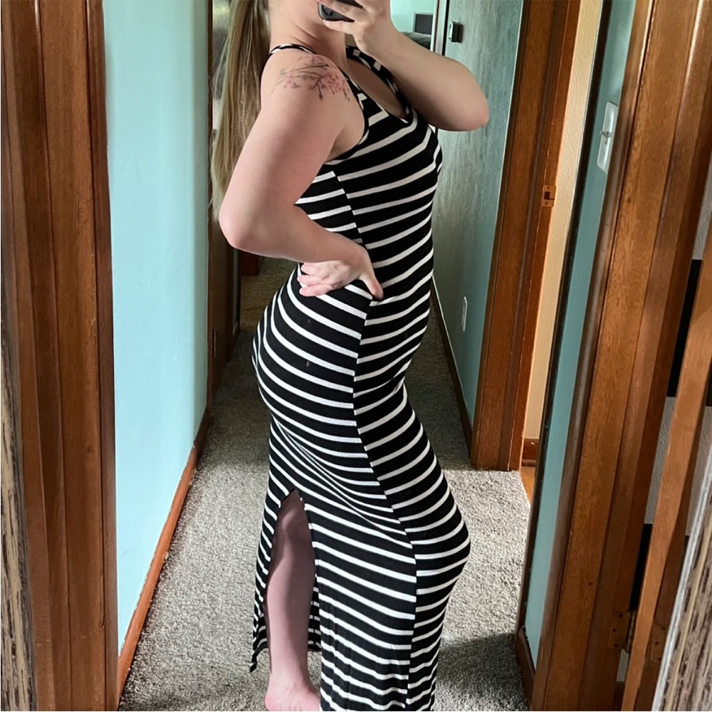 Rebel Sugar Black and White Bodycon Maxi Dress